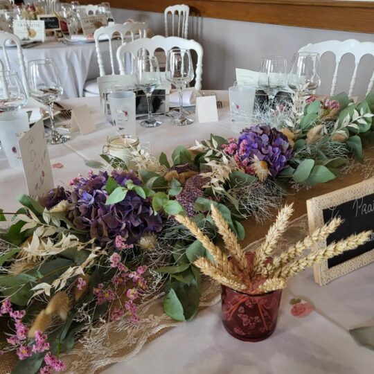 Chemin de table pour mariage champêtre